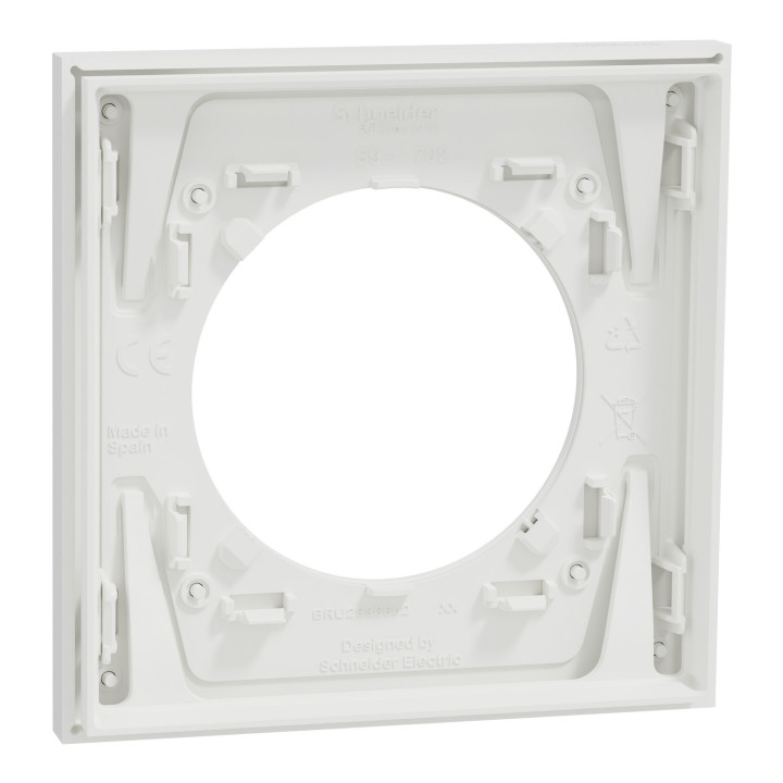 Odace Métal - plaque de finition 1 poste - effet Céramique Blanc support blanc