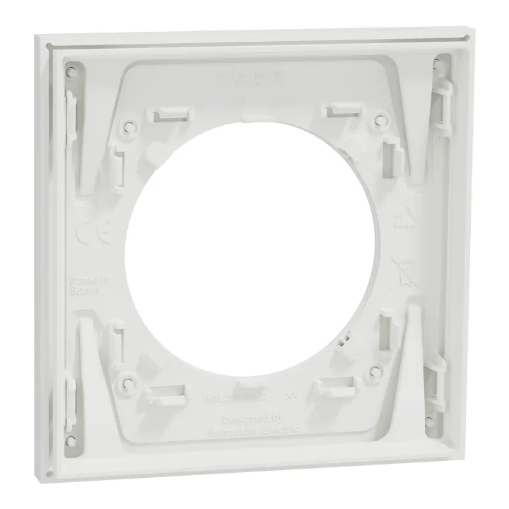 Odace Métal - plaque de finition 1 poste - effet Céramique Blanc support blanc