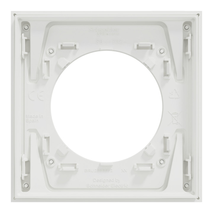 Odace Métal - plaque de finition 1 poste - effet Céramique Blanc support blanc