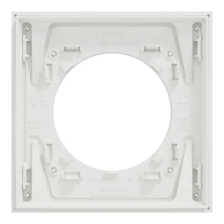 Odace Métal - plaque de finition 1 poste - effet Céramique Blanc support blanc