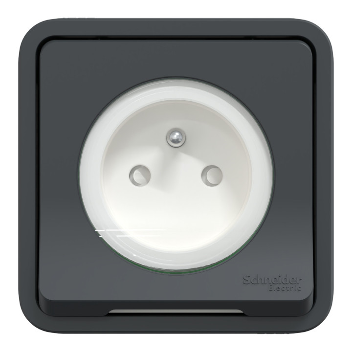 Mureva Styl - Prise courant 2P+T - compl encastré - IP55 IK08 - conn auto - gris