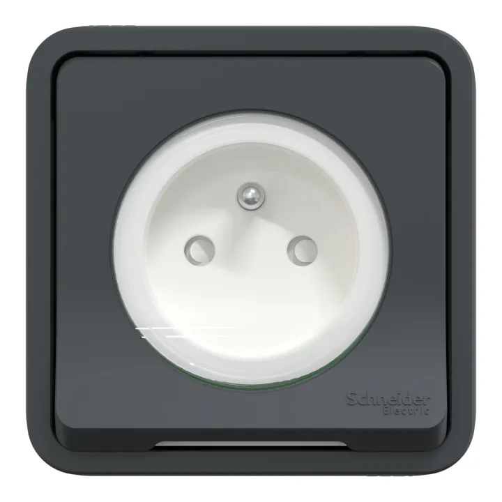 Mureva Styl - Prise courant 2P+T - compl encastré - IP55 IK08 - conn auto - gris