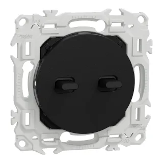 Odace - double va-et-vient ou poussoir à levier - 10AX - noir onyx