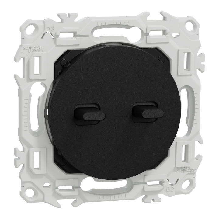 Odace - double va-et-vient ou poussoir à levier - 10AX - noir onyx