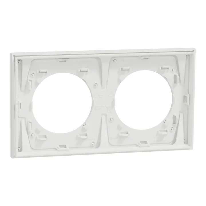 Odace Métal - plaque de finition 2 postes - effet Céramique Blanc support blanc