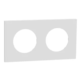 Odace Métal - plaque de finition 2 postes - effet Céramique Blanc support blanc