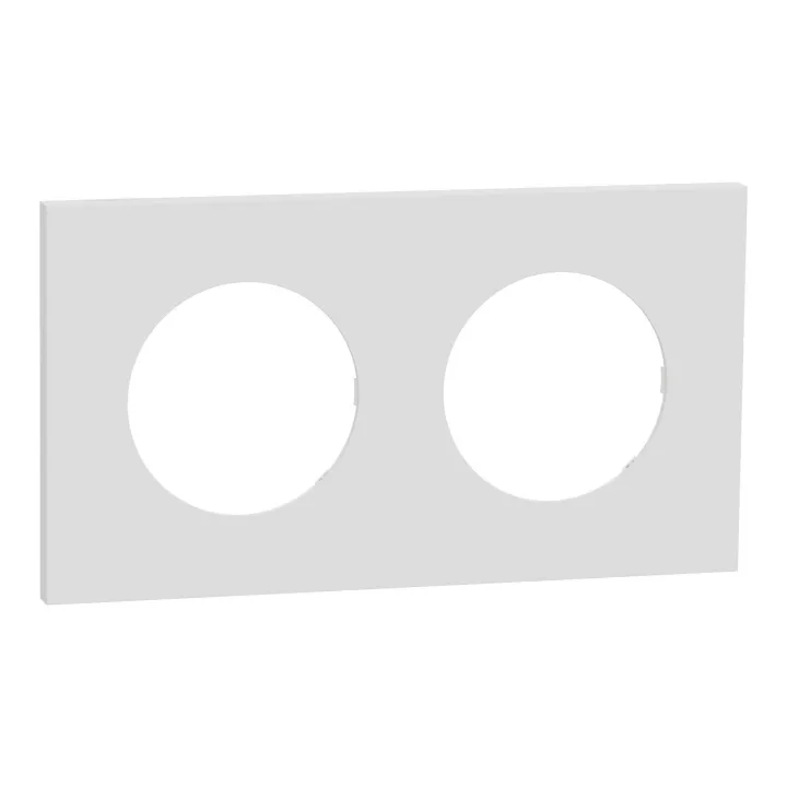 Odace Métal - plaque de finition 2 postes - effet Céramique Blanc support blanc