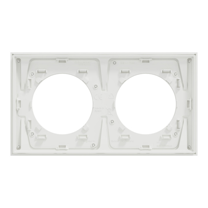 Odace Métal - plaque de finition 2 postes - effet Céramique Blanc support blanc