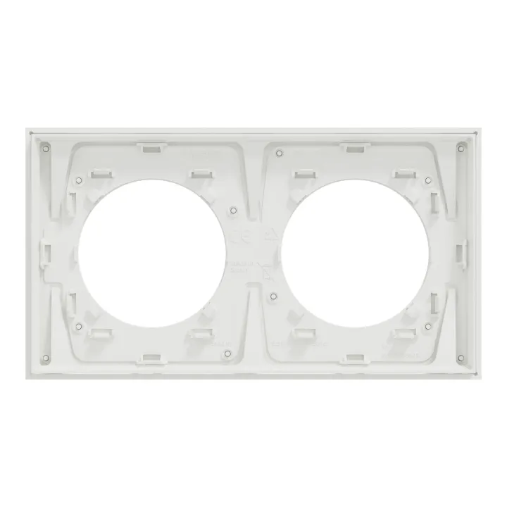 Odace Métal - plaque de finition 2 postes - effet Céramique Blanc support blanc