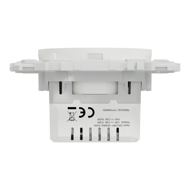 Odace - prise 2P+T affleurante + chargeur USB-C 18W Power Delivery - blanc craie