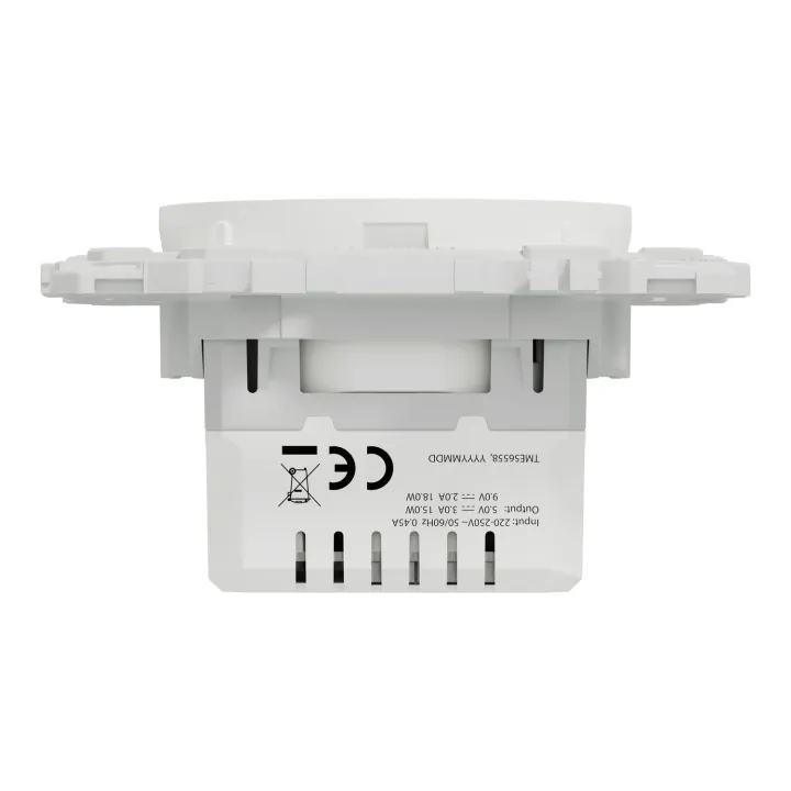 Odace - prise 2P+T affleurante + chargeur USB-C 18W Power Delivery - blanc craie