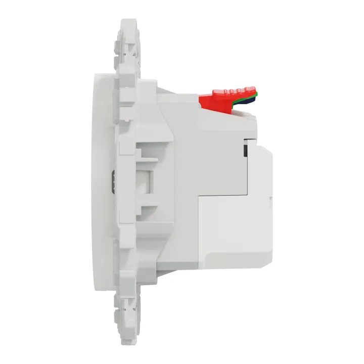 Odace - prise 2P+T affleurante + chargeur USB-C 18W Power Delivery - blanc craie