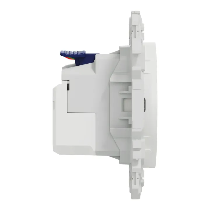 Odace - prise 2P+T affleurante + chargeur USB-C 18W Power Delivery - blanc craie