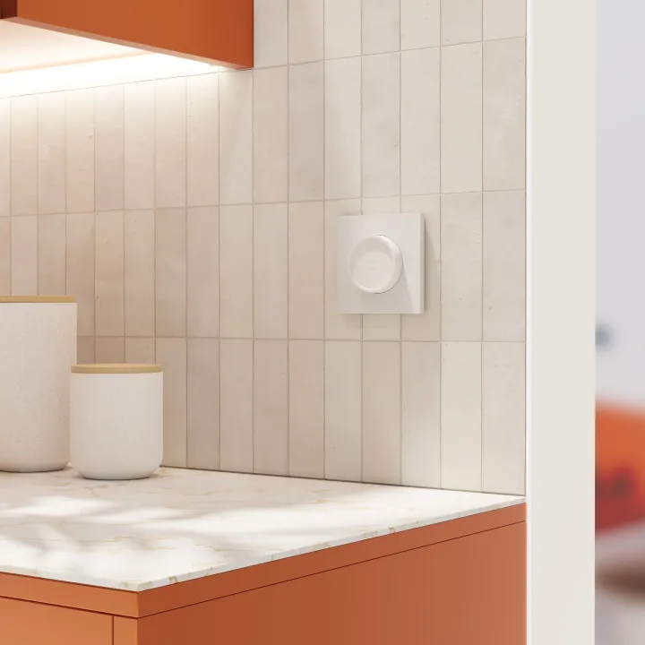 Odace - variateur de lumière universel 2 ou 3 fils - rotatif - blanc craie