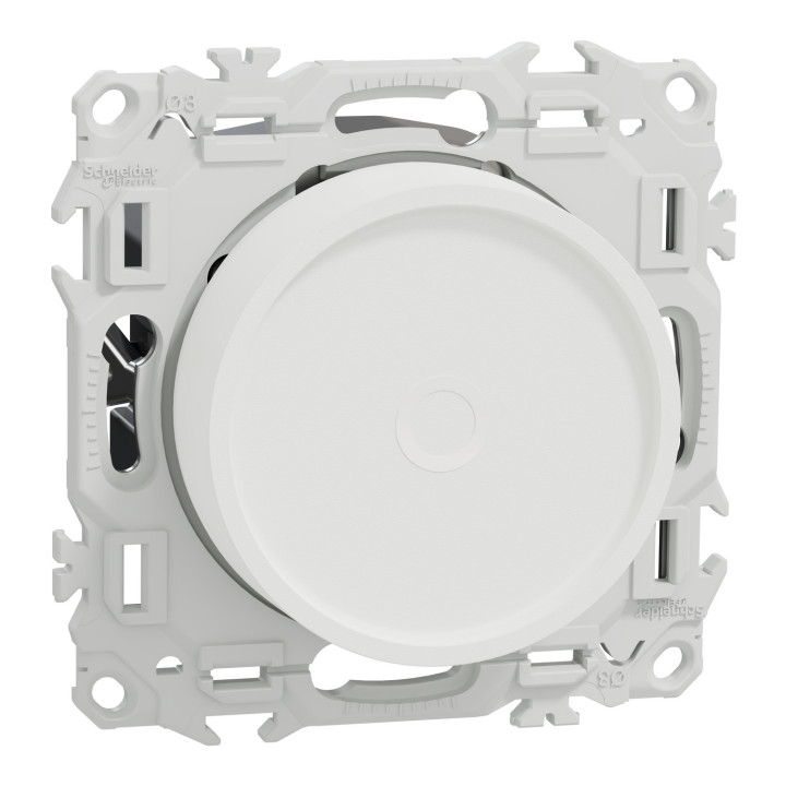 Odace - variateur de lumière universel 2 ou 3 fils - rotatif - blanc craie