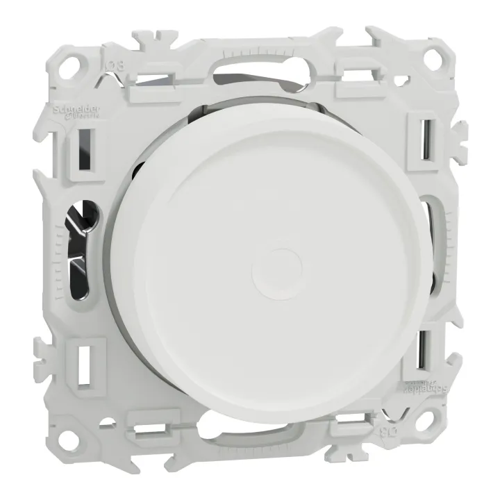 Odace - variateur de lumière universel 2 ou 3 fils - rotatif - blanc craie