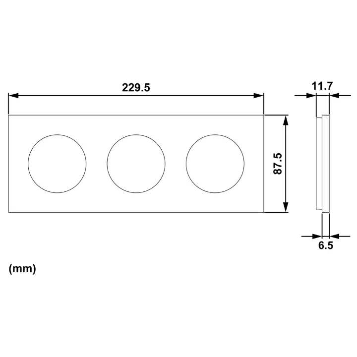 Odace Métal - plaque de finition 3 postes - effet Céramique Blanc support blanc