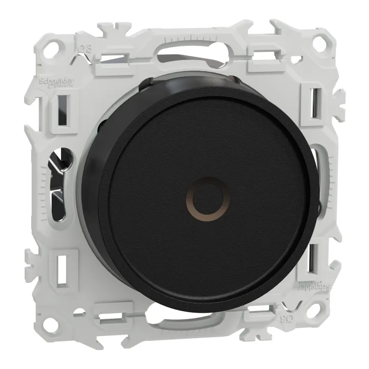 Odace - variateur de lumière universel 2 ou 3 fils - rotatif - noir onyx