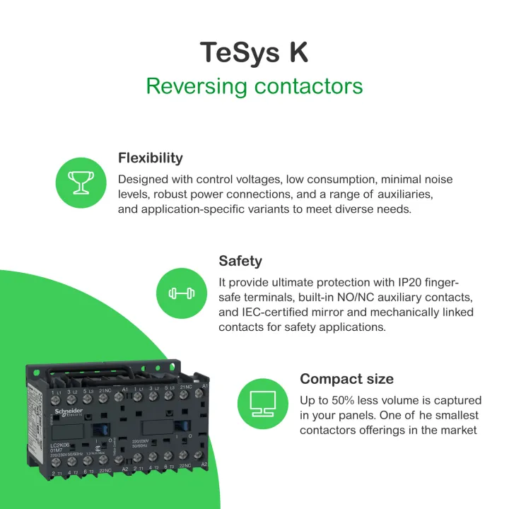 TeSys LC2K - contacteur inverseur - 3P - AC-3 440V - 6A - bobine 230Vca