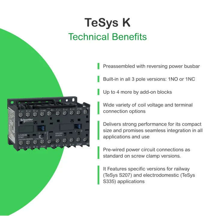 TeSys LC2K - contacteur inverseur - 3P - AC-3 440V - 6A - bobine 230Vca