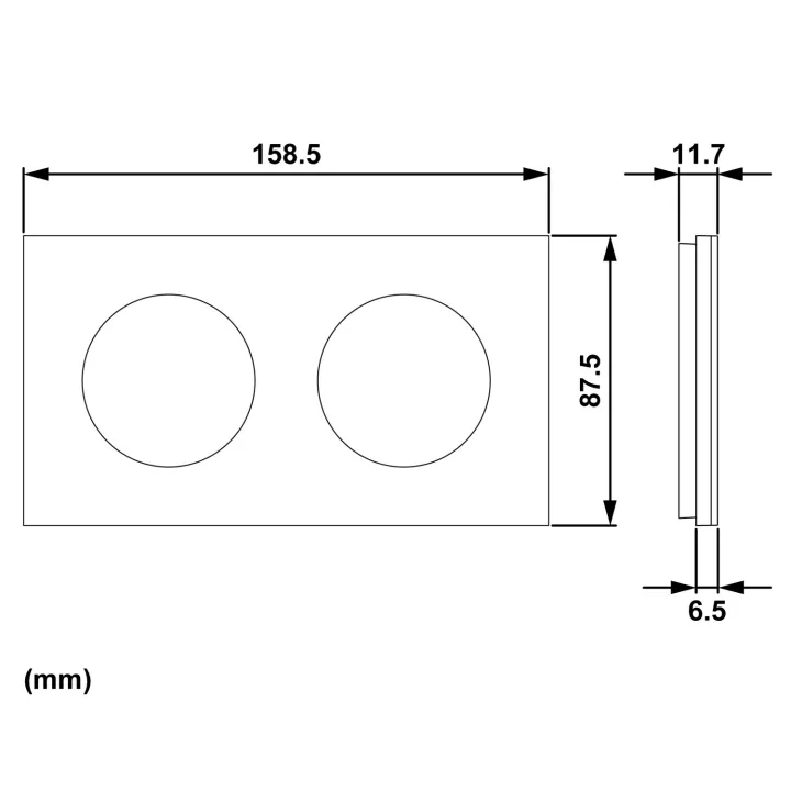 Odace Métal - plaque de finition 2 postes - effet Perle Noire support noir