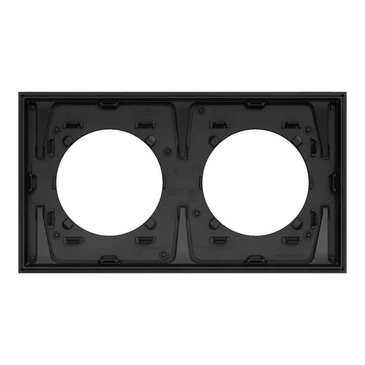 Odace Métal - plaque de finition 2 postes - effet Perle Noire support noir