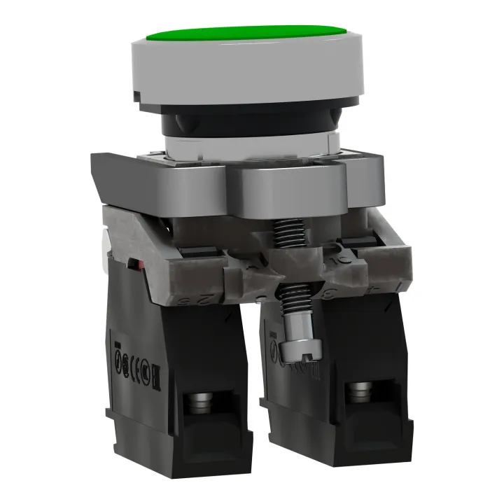 Harmony XB4 - bouton poussoir à impulsion - Ø22 - vert - 1O+1F - vis étrier