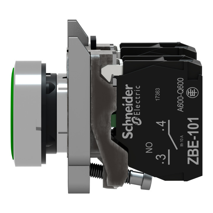 Harmony XB4 - bouton poussoir à impulsion - Ø22 - vert - 1O+1F - vis étrier
