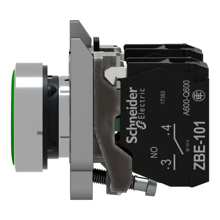 Harmony XB4 - bouton poussoir à impulsion - Ø22 - vert - 1O+1F - vis étrier