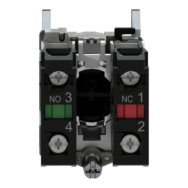 Harmony XB4 - bouton poussoir à impulsion - Ø22 - vert - 1O+1F - vis étrier