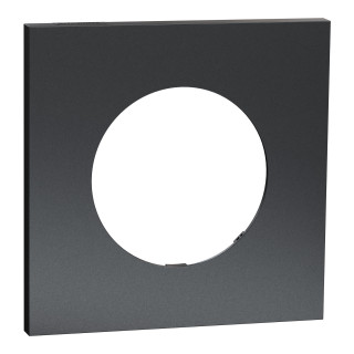 Odace Métal - plaque de finition 1 poste - effet Perle Noire support noir