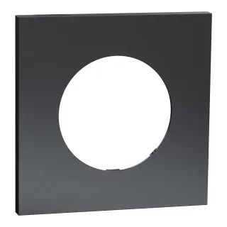 Odace Métal - plaque de finition 1 poste - effet Perle Noire support noir