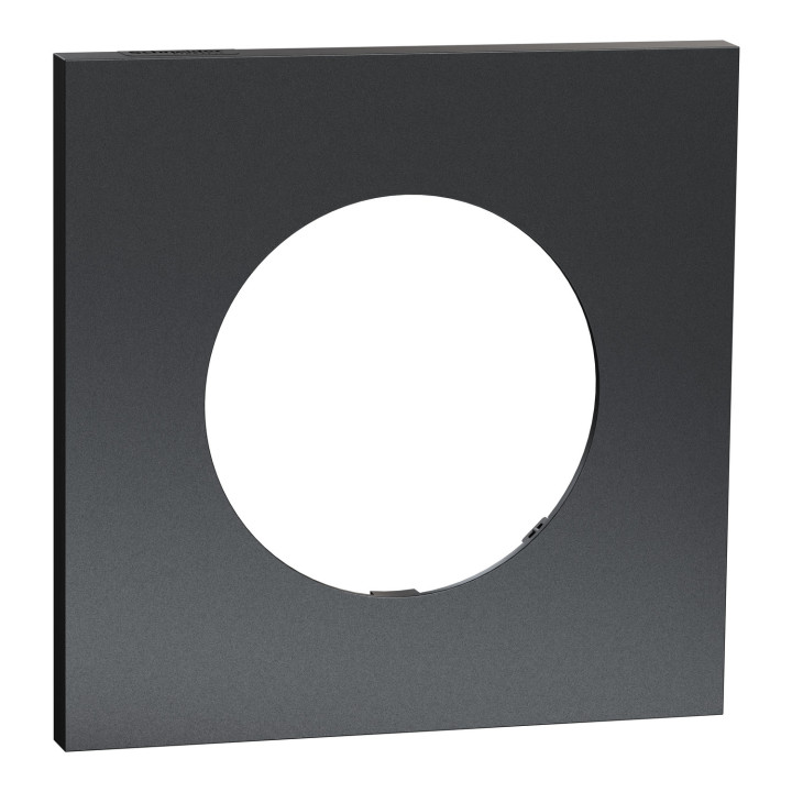 Odace Métal - plaque de finition 1 poste - effet Perle Noire support noir