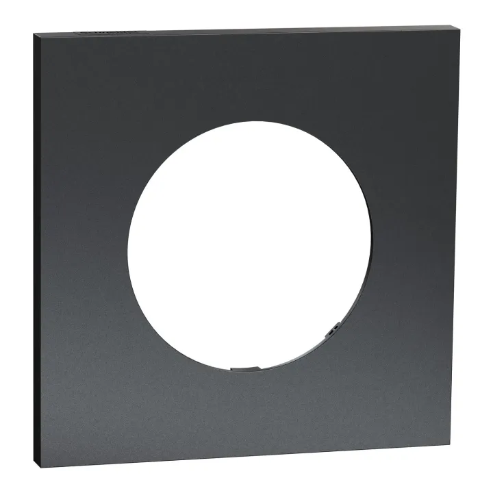 Odace Métal - plaque de finition 1 poste - effet Perle Noire support noir