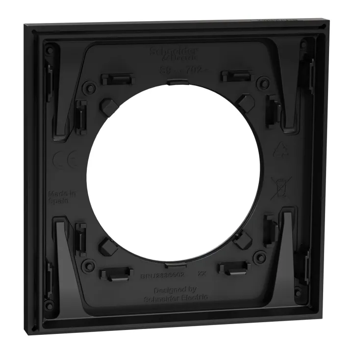 Odace Métal - plaque de finition 1 poste - effet Perle Noire support noir