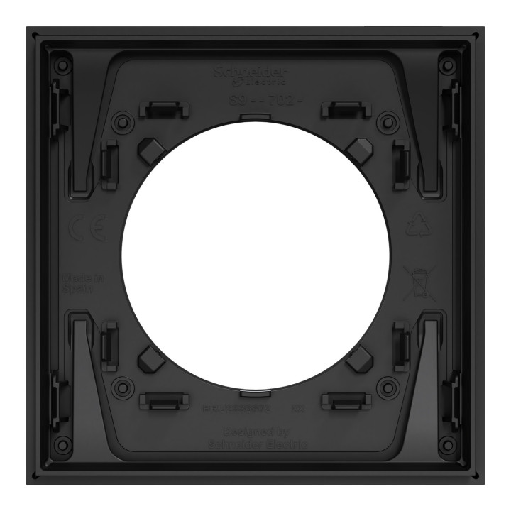 Odace Métal - plaque de finition 1 poste - effet Perle Noire support noir