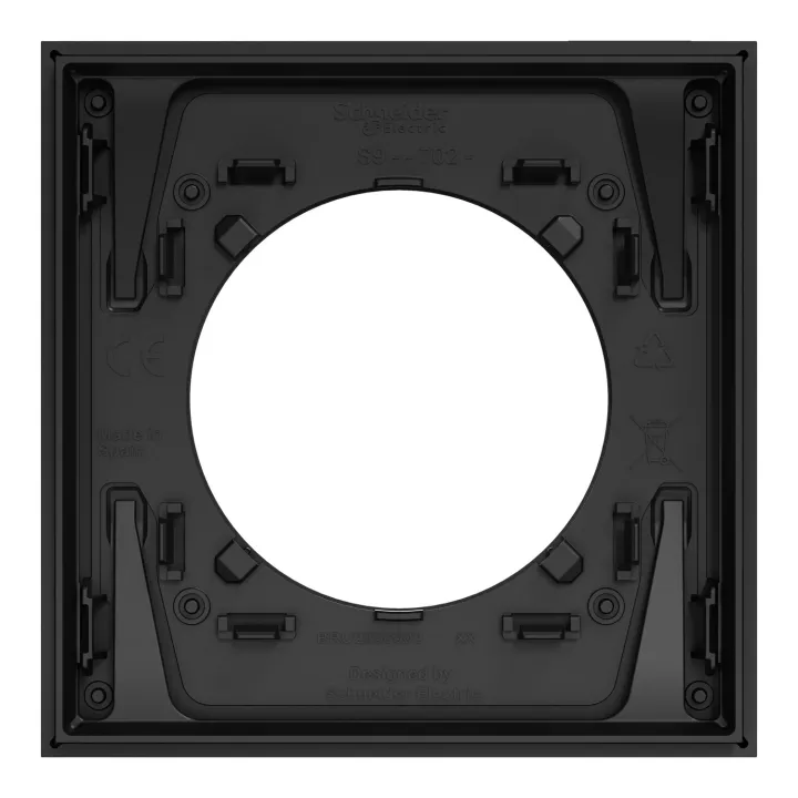 Odace Métal - plaque de finition 1 poste - effet Perle Noire support noir