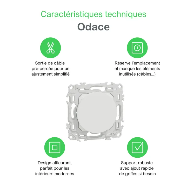 Odace - obturateur - pré-perçage pour sortie de câble - noir onyx