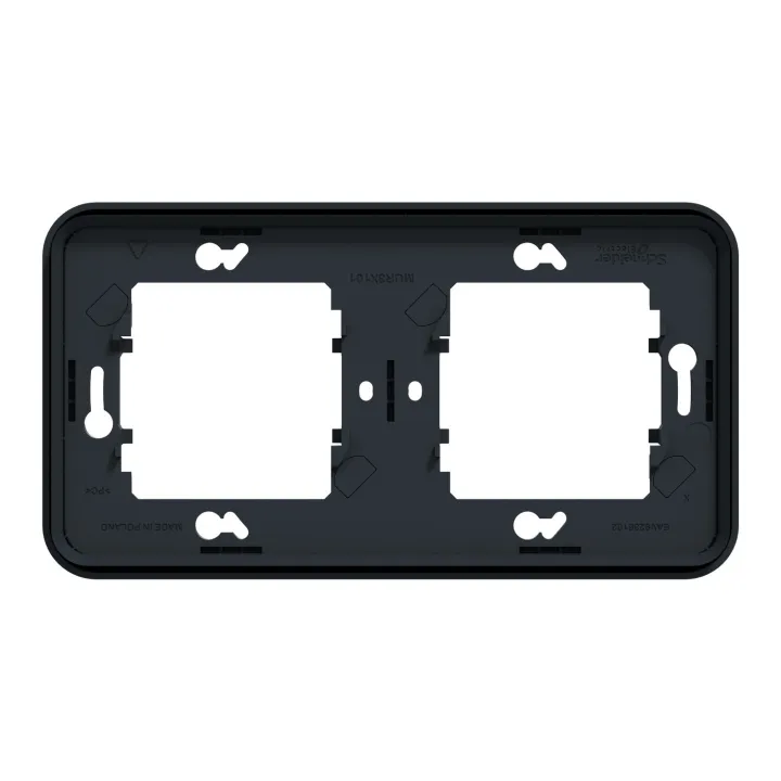 Mureva Styl - Cadre 2 postes horizontal - encastré - IP55 - IK08 - gris