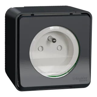 Mureva Styl - Prise de courant 2P+T à vis - saillie - IP55 - IK08 - gris