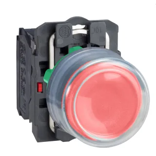 Harmony XB5 - bouton poussoir à impulsion - Ø22 - capuchonné - rouge - 1O - vis