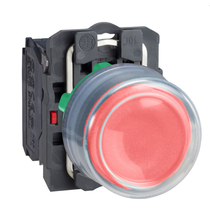 Harmony XB5 - bouton poussoir à impulsion - Ø22 - capuchonné - rouge - 1O - vis