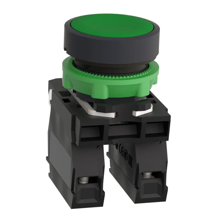 Harmony XB5 - bouton poussoir à impulsion - Ø22 - vert - 1O+1F - vis étrier