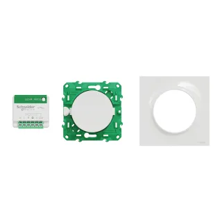 Odace sans fil sans pile - Kit actionneur micro + inter + plaque Styl - blanc