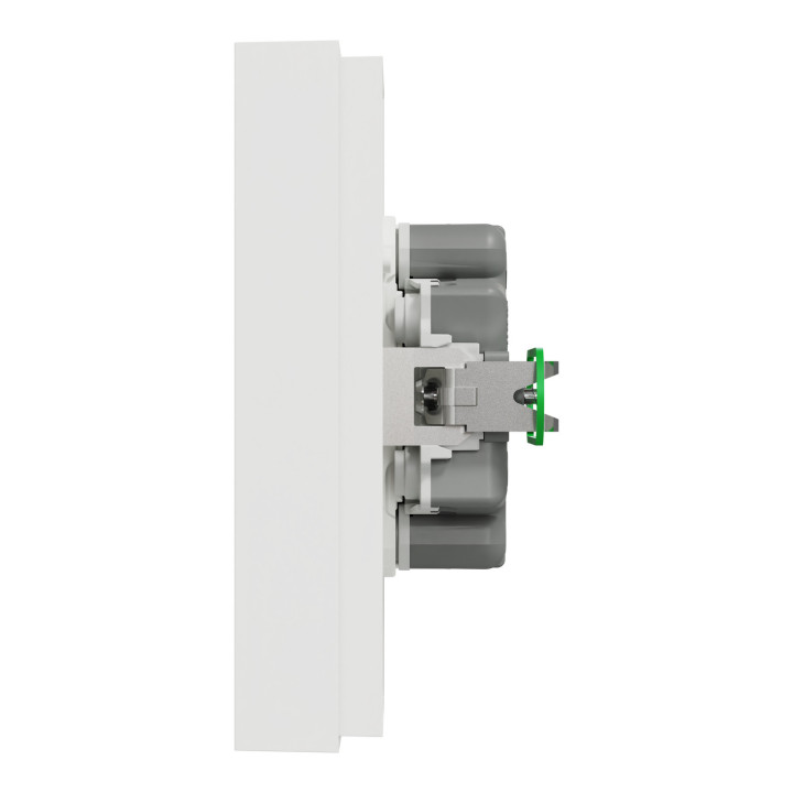 Odace - double prise de courant 2P+T avec plaque - install 1 poste - blanc craie