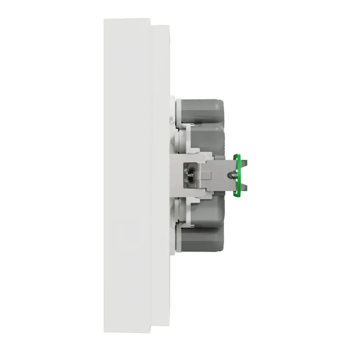 Odace - double prise de courant 2P+T avec plaque - install 1 poste - blanc craie