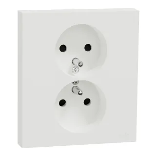 Odace - double prise de courant 2P+T avec plaque - install 1 poste - blanc craie