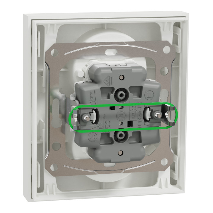 Odace - double prise de courant 2P+T avec plaque - install 1 poste - blanc craie