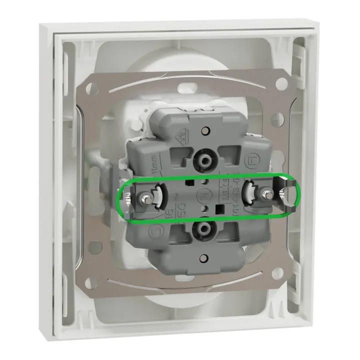 Odace - double prise de courant 2P+T avec plaque - install 1 poste - blanc craie
