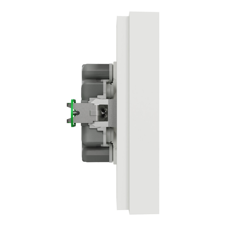 Odace - double prise de courant 2P+T avec plaque - install 1 poste - blanc craie